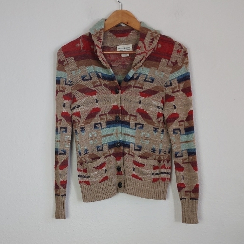 Denim & Supply Ralph Lauren Multicolor Printed Cardigan Sweater Cotton Small